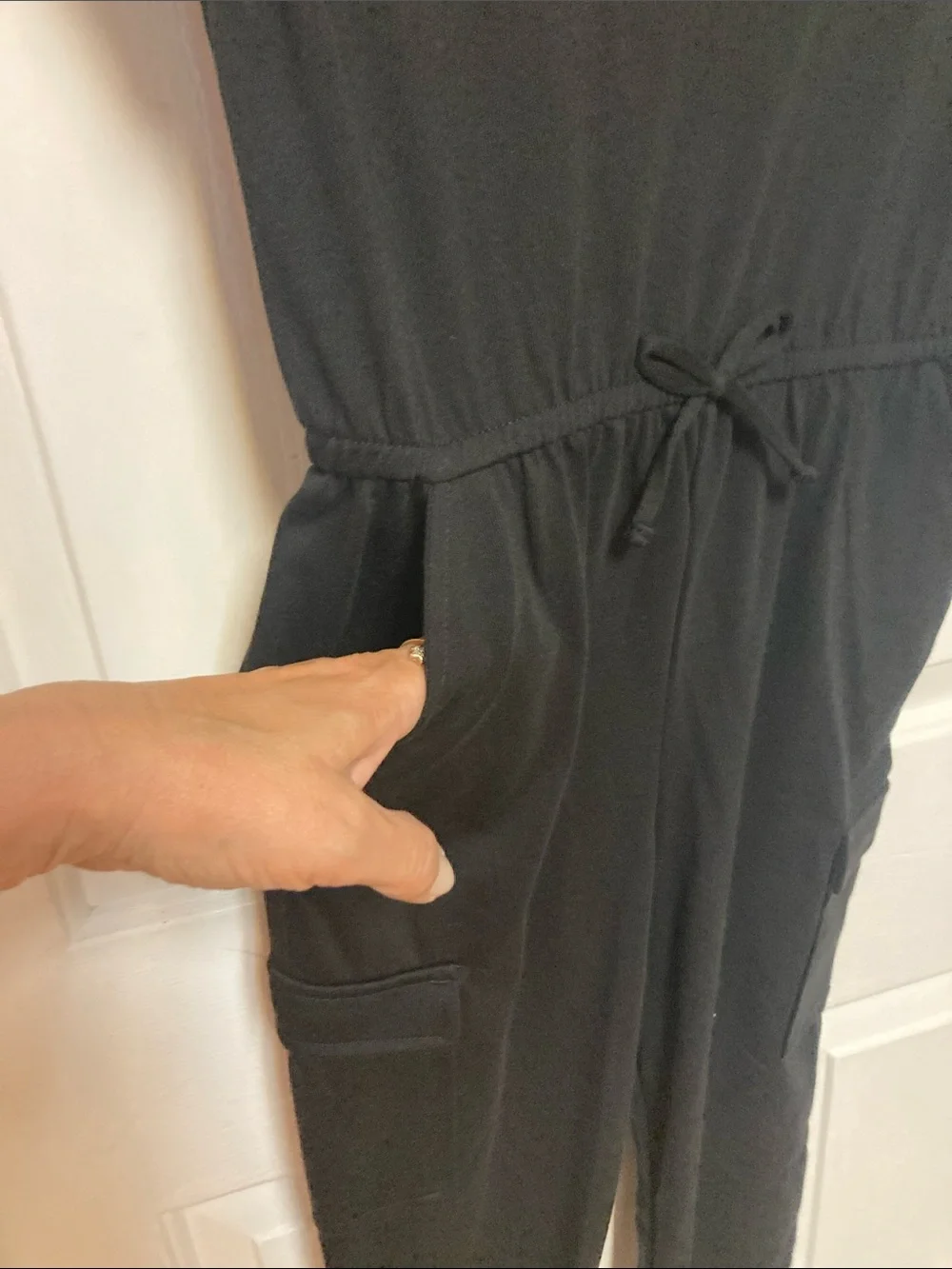 wonder nation Black Short-Sleeve Drawstring Waist Jumpsuit